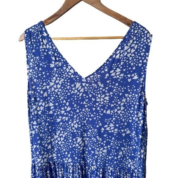 In Every Story Sleeveless V-Neck Blue White Heart Midi Dress Women's Size 14 - Picture 7 of 12